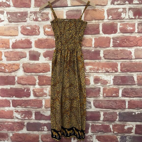 Just Love Dress Women's L Tan Black Cheetah Safari Animal Sundress Casual Beachy - Picture 1 of 8